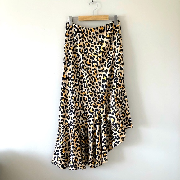 🐯Into Cheetah Print High Low Ruffled Skirt with Slit Size 8 - Picture 1 of 6